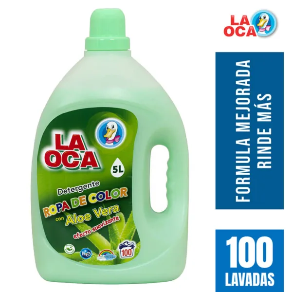 Detergente líquido LA OCA Ropa Color con Aloe botella 5 L 100 dosis