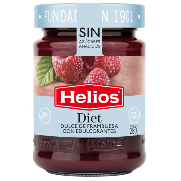 Mermelada diet dulce de frambuesa Helios frasco 280 g